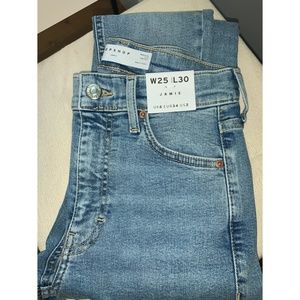 NWT*TOPSHOP BLEACH RIPPED BACK POCKET JEANS SZ 25